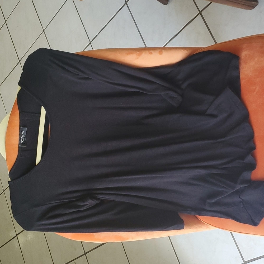Colette black 3/4 sleeve open back tee M